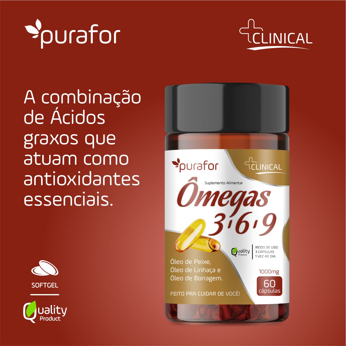 OMEGA 3 6 9 60 CPS 1000MG PURAFOR 