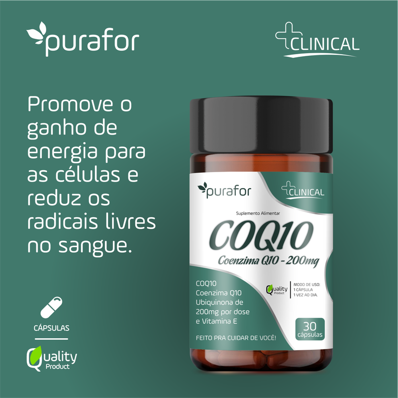 COENZIMA Q10 COM VITAMINA E 30CAPS PURAFOR