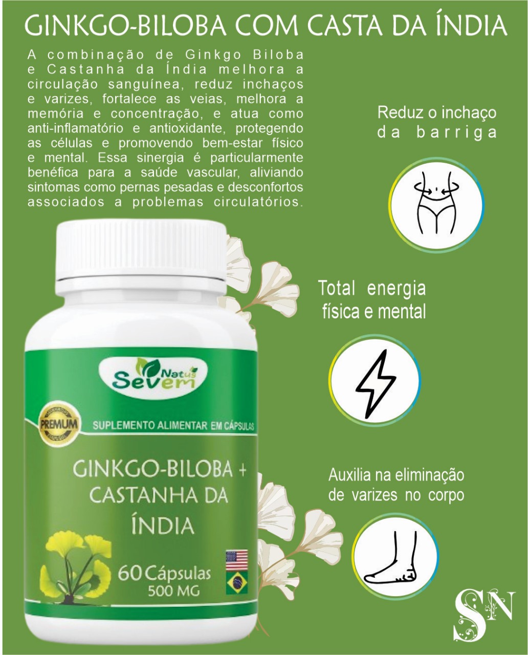 GINKO+CASTANHA 60 CPS SEVEN NATUS