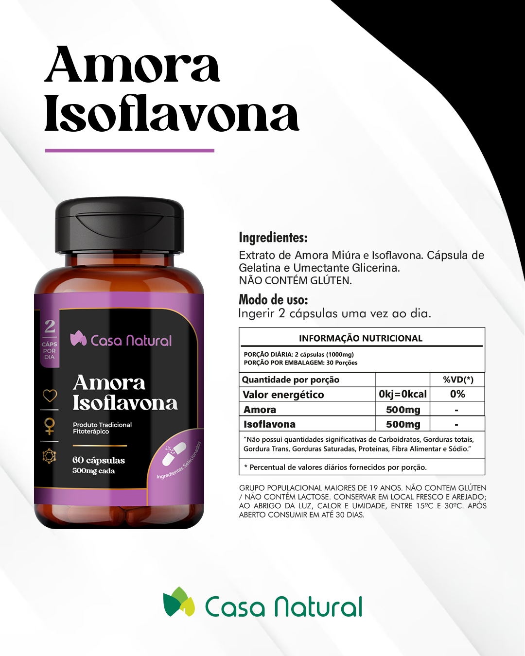 AMORA E ISOFLAVONA 60 CAPS CASA NATURAL
