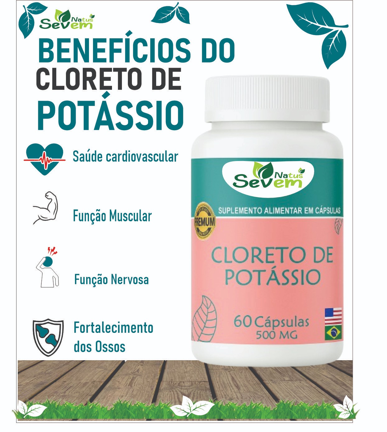 CLORETO DE POTASSIO COM 60 CAPS SEVEN NATUS