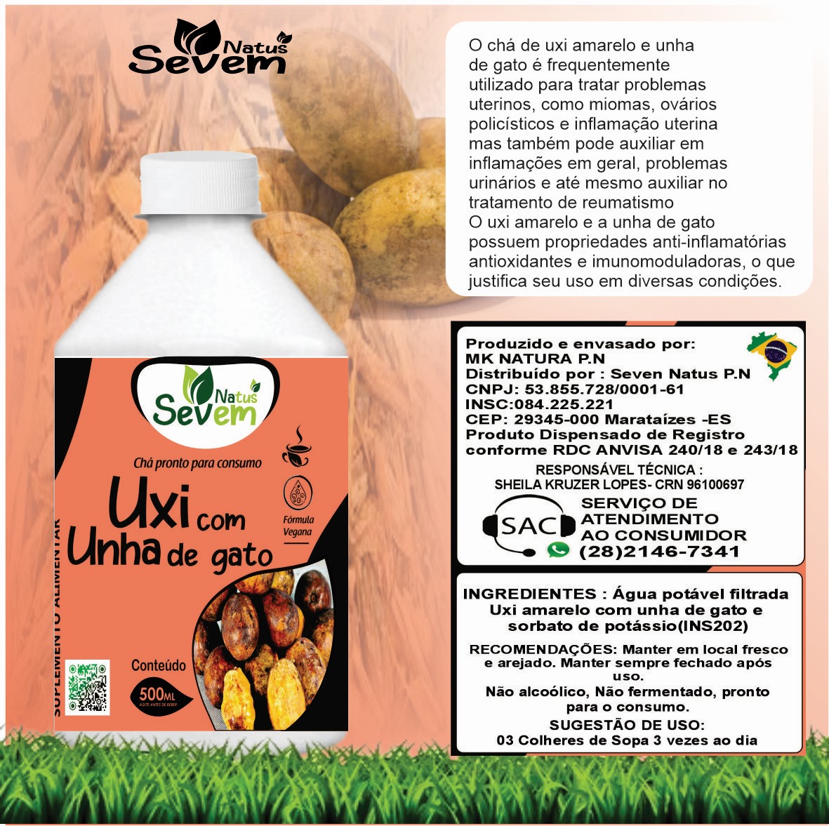 UXI AMARELO COM UNHA DE GATO 500ML