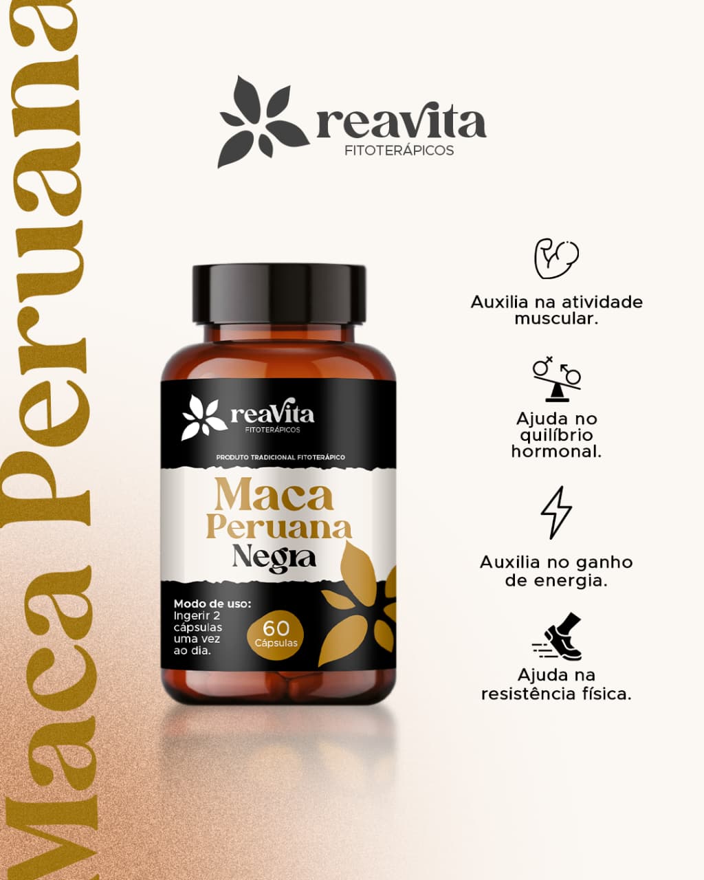 MACA PERUANA NEGRA 60CPS REAVITA