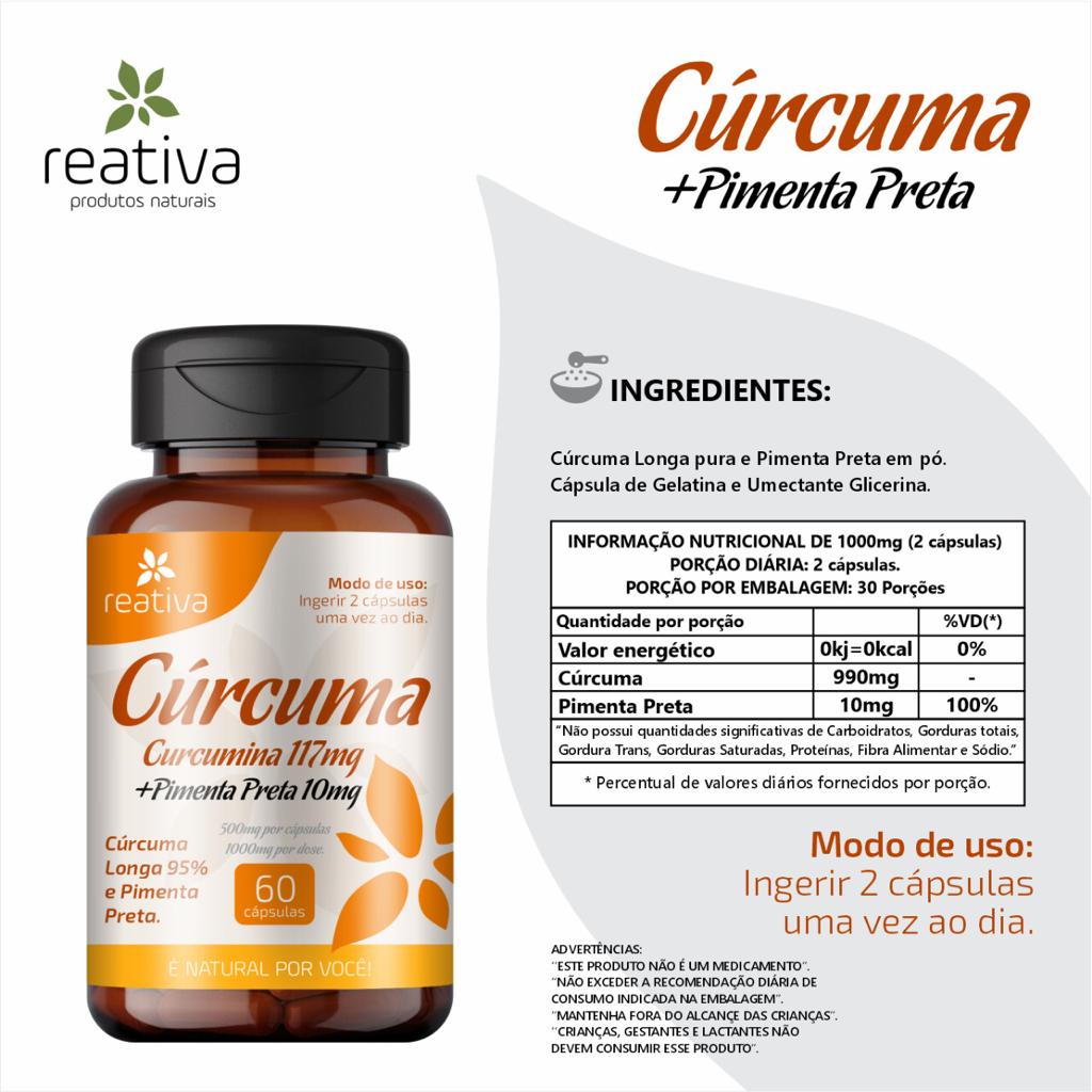 CURCUMA COM PIMENTA PRETA 60CAPS REATIVA