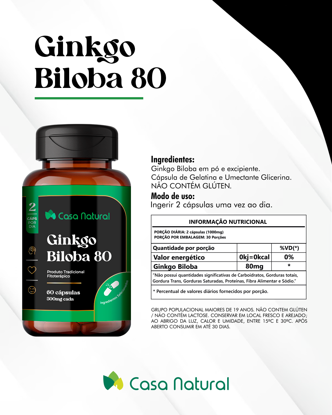 GINKO BILOBA 80MG CASA NATURAL 