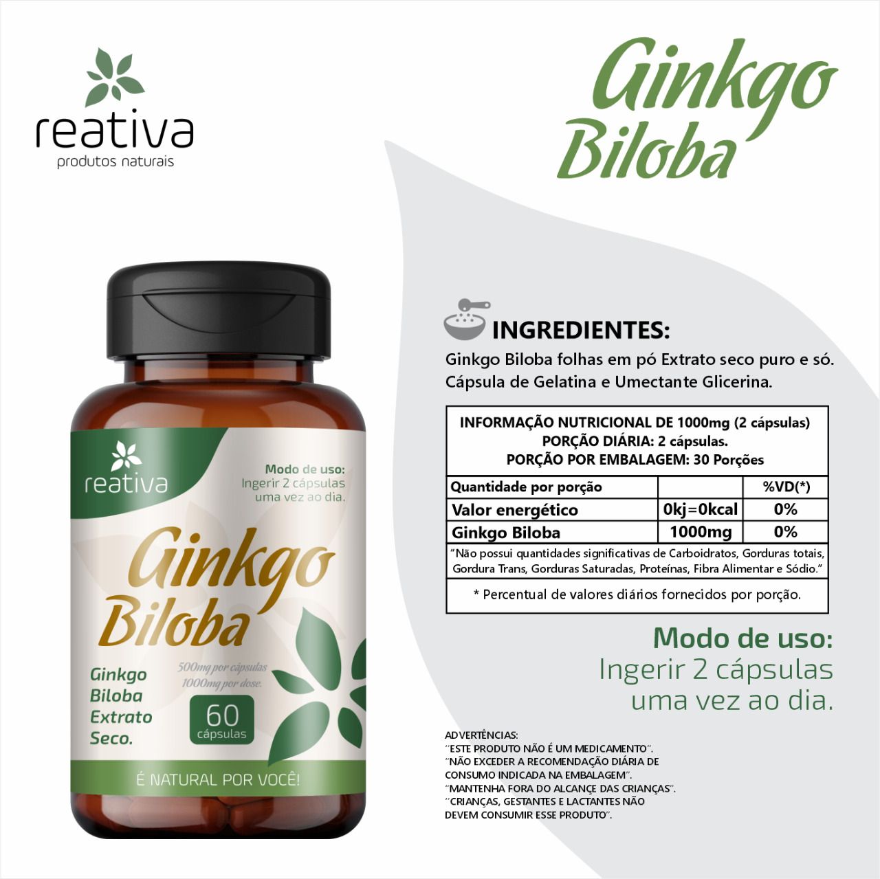 GINKO BILOBA 60 CAPS REATIVA