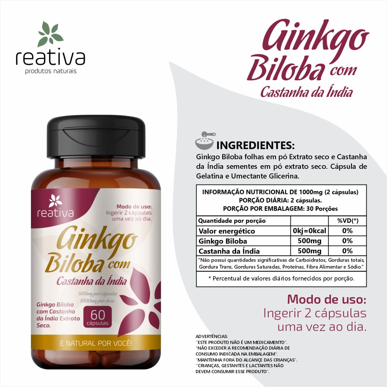 GINKO+CASTANHA 60 CPS REATIVA 