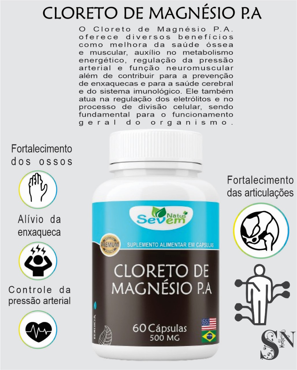 CLORETO DE MAGNESIO P.A 60CAPS SEVEN NATUS