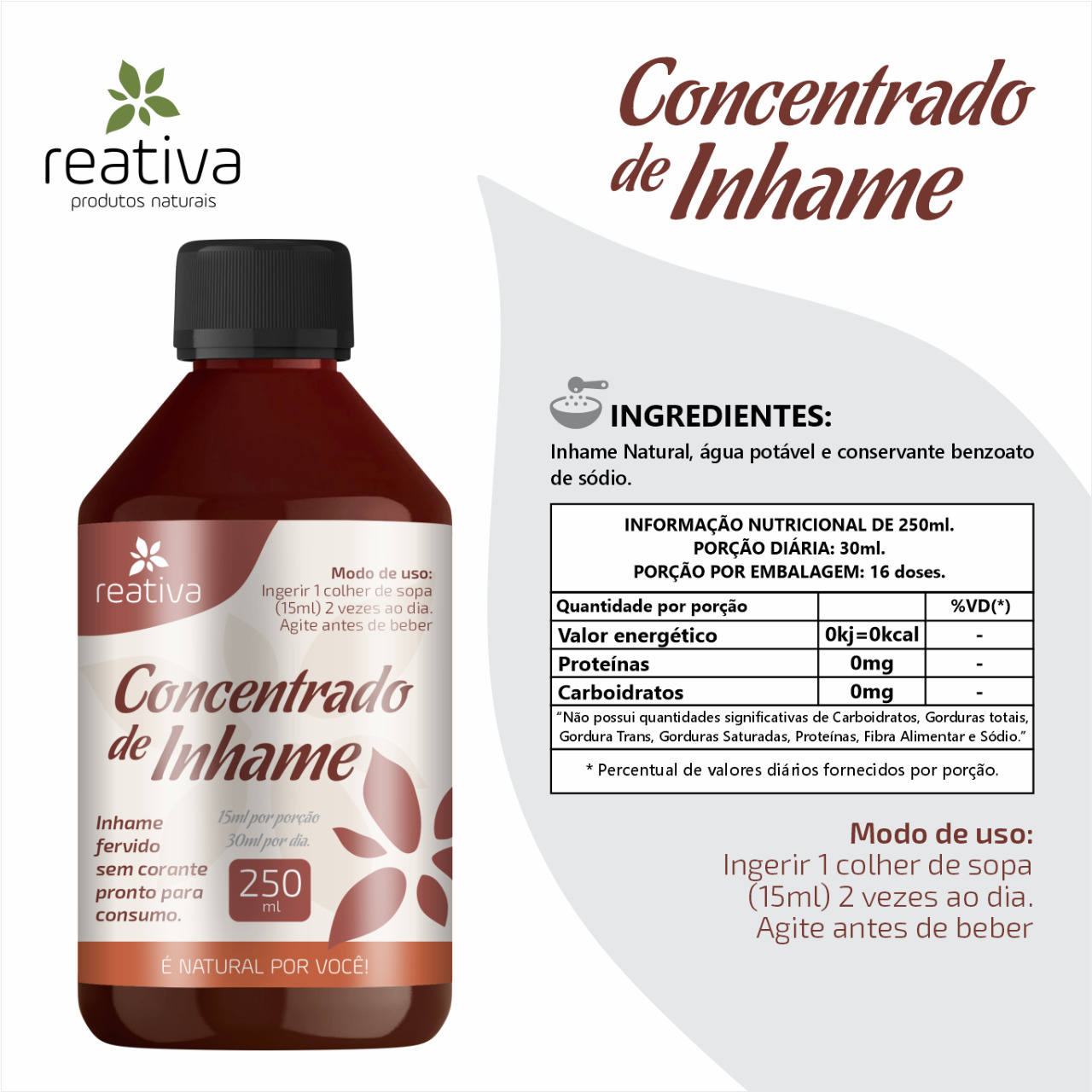 CONCENTRADO DE INHAME 250ML REATIVA