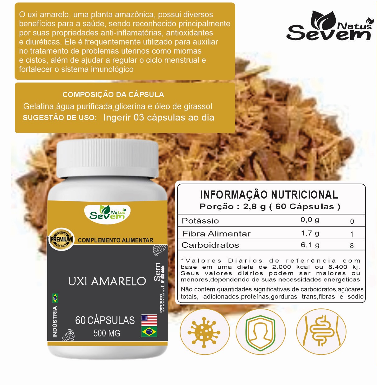 UXI AMARELO 60 CAPS SEVEN NATUS