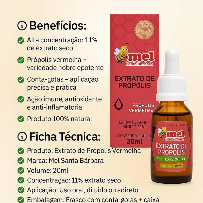 EXTRATO DE PROPOLIS VERMELHA 11% 20ML