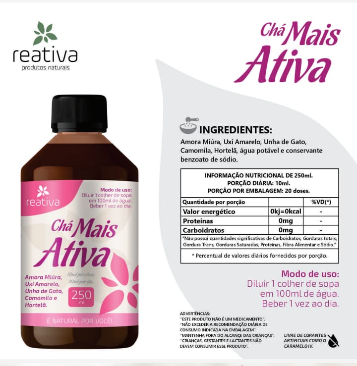 CHA MAIS ATIVA 250ML REATIVA