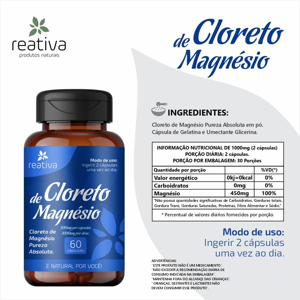 CLORETO DE MAGNESIO 60 CAPS-REATIVA