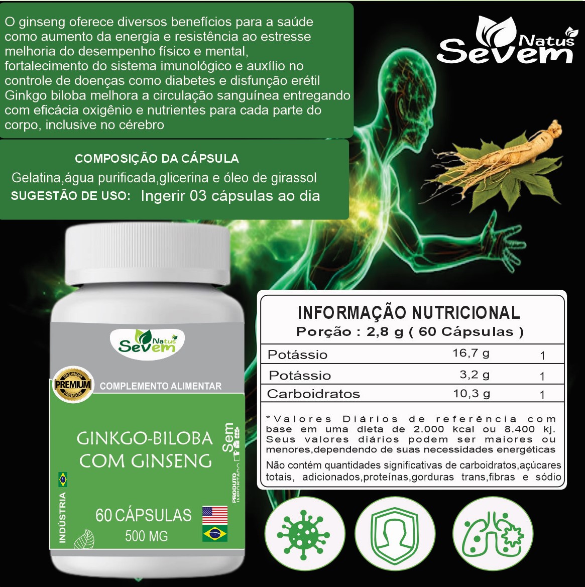 GINKO COM GINSENG 60CPS