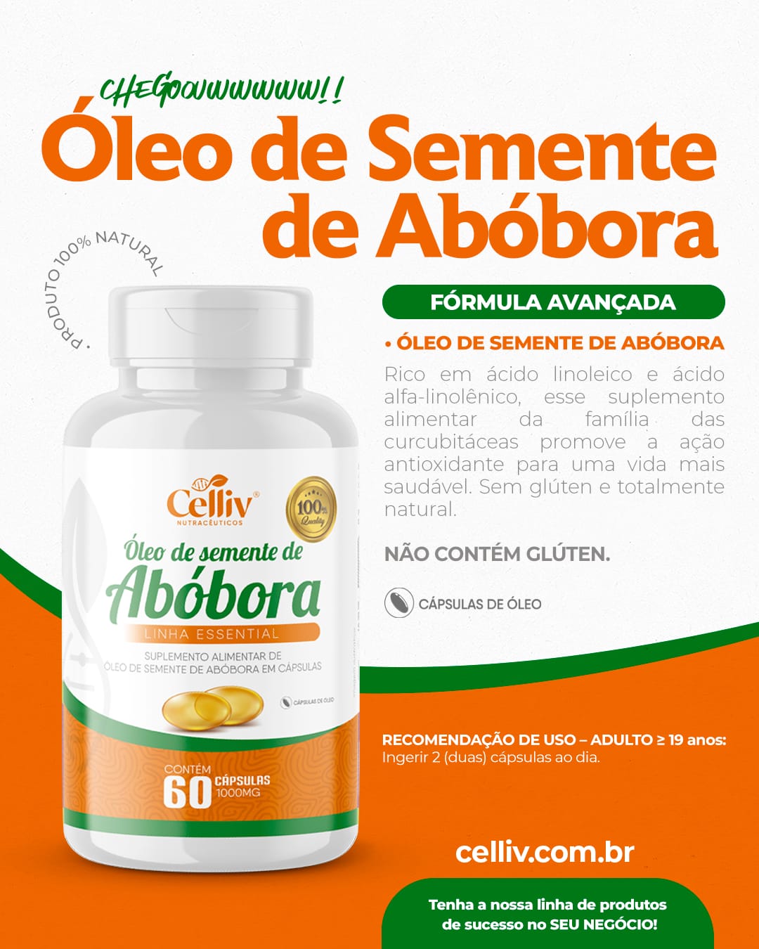 OLEO DE SEMENTE DE ABOBORA 60CAPS CELLIV