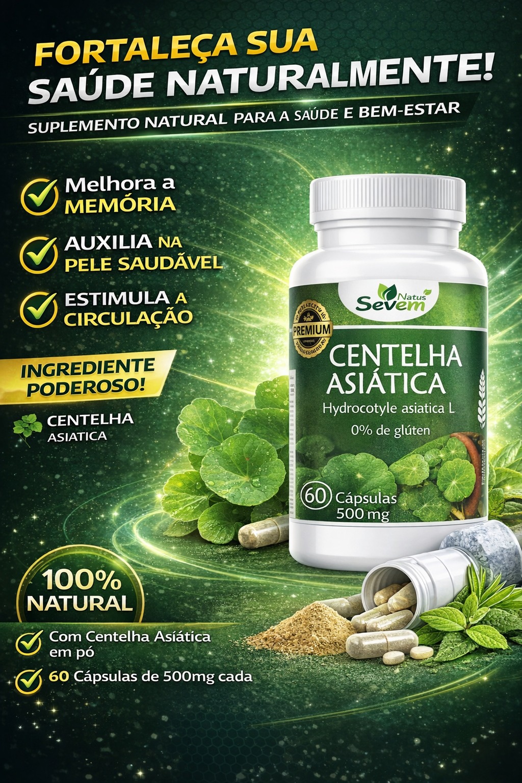 CENTELHA ASIATICA 60CAPS SEVEN NATUS