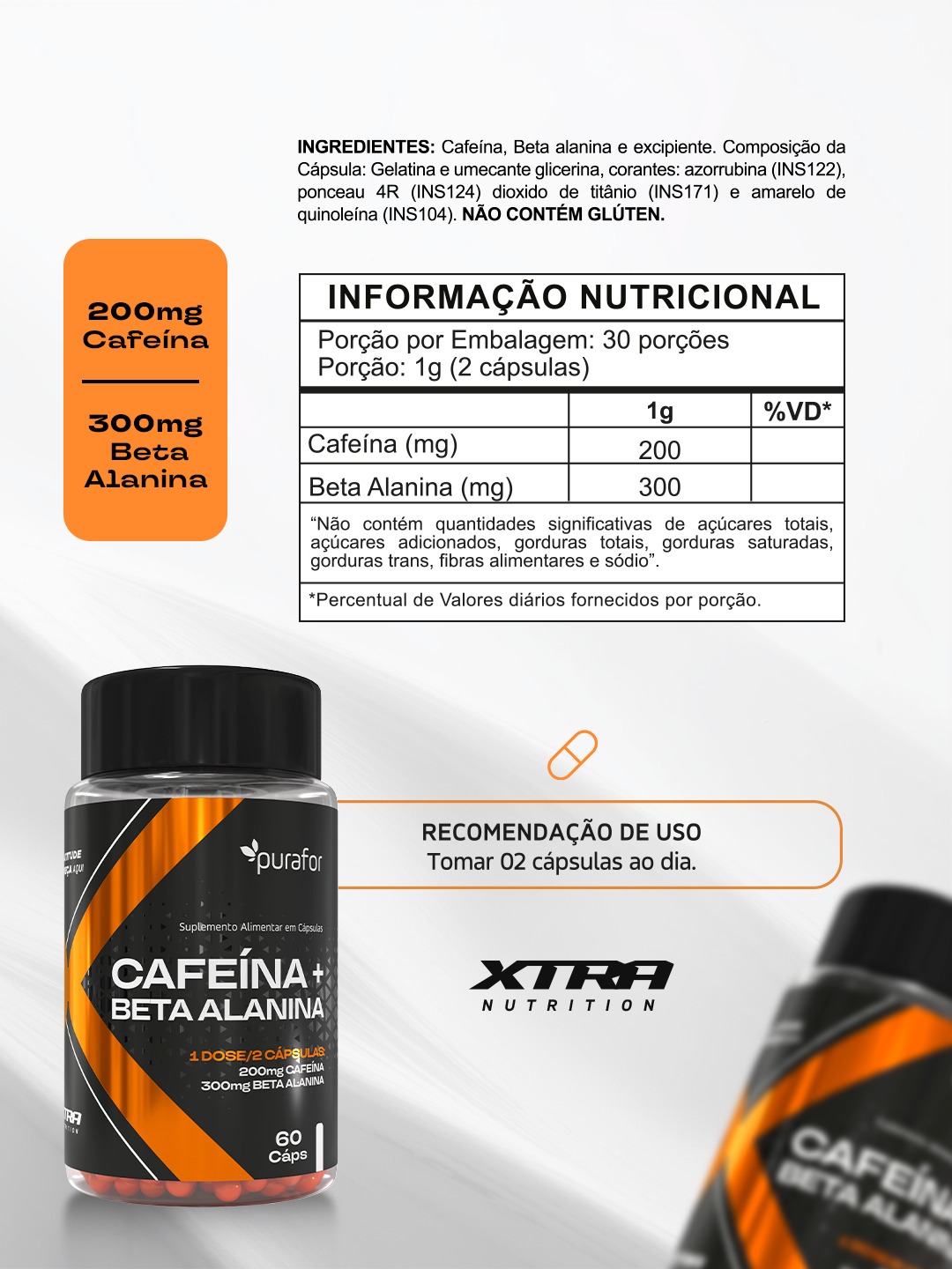 CAFEINA + BETA ALANINA 60 CAPS PURAFOR