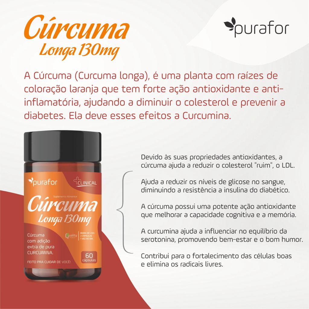 CURCUMA LONGA COM CURCUMINA 60 CAPS PURAFOR