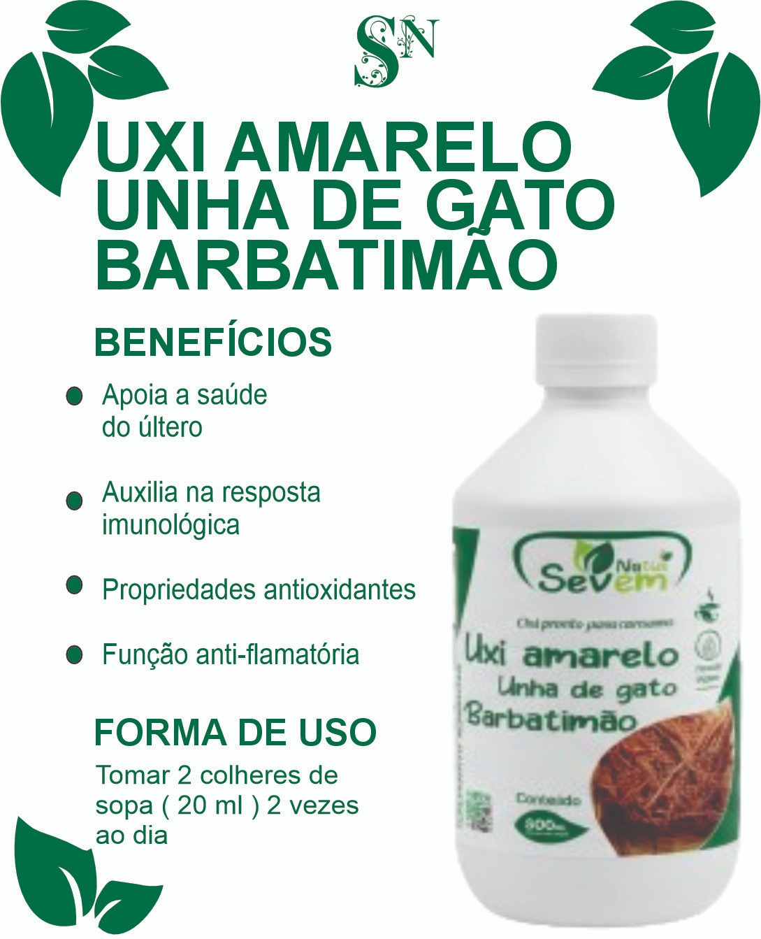 UXI AMARELO UNHA DE GATO E BARBATIMAO 500ML