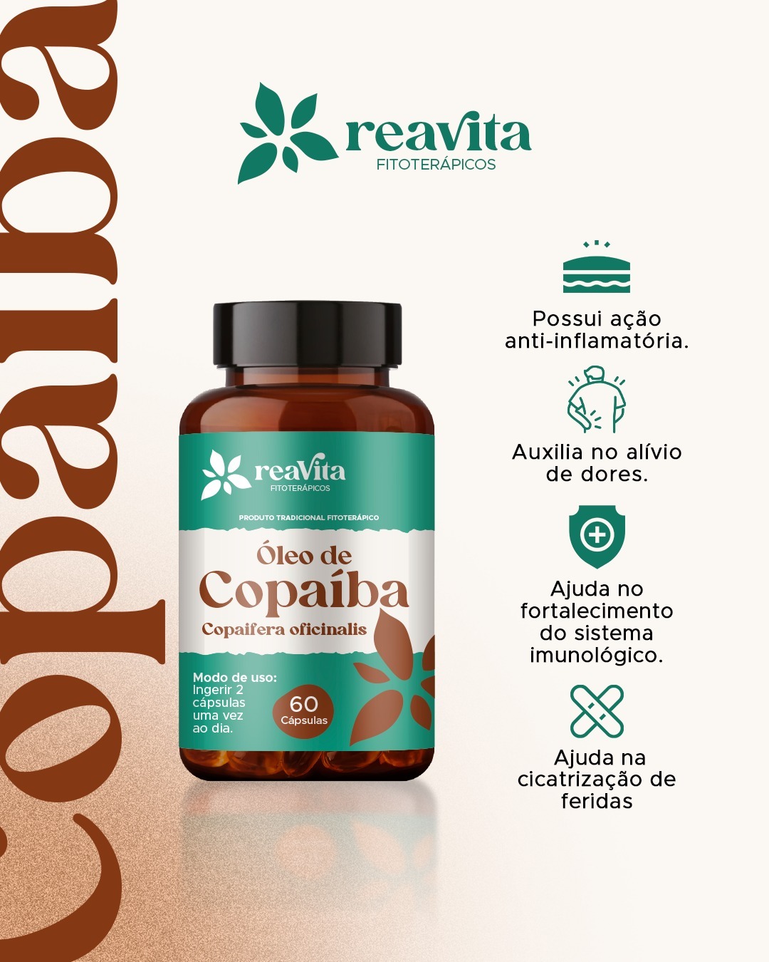 OLEO DE COPAIBA 1000MG 60 CAPS REAVITA