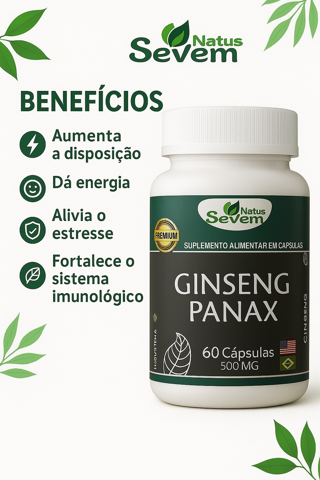 GINSENG PANAX  500MG 60 CPS KURYERVAS
