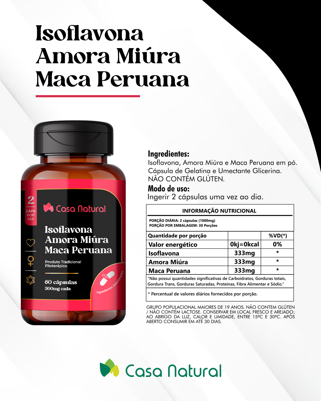 ISOFLAVONA + AMORA + MACA 60 CAPS