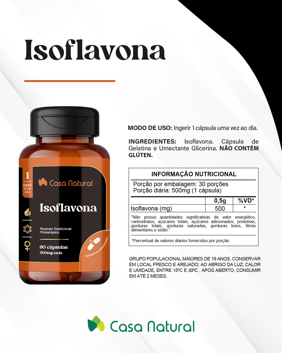 ISOFLAVONA 500MG CASA NATURAL