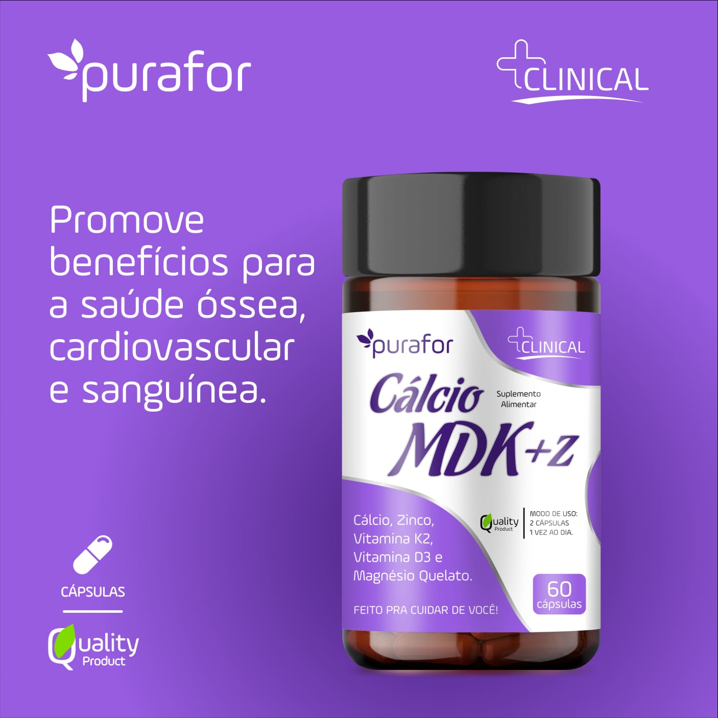 CALCIO MDK + ZINCO 30 CAPS PURAFOR