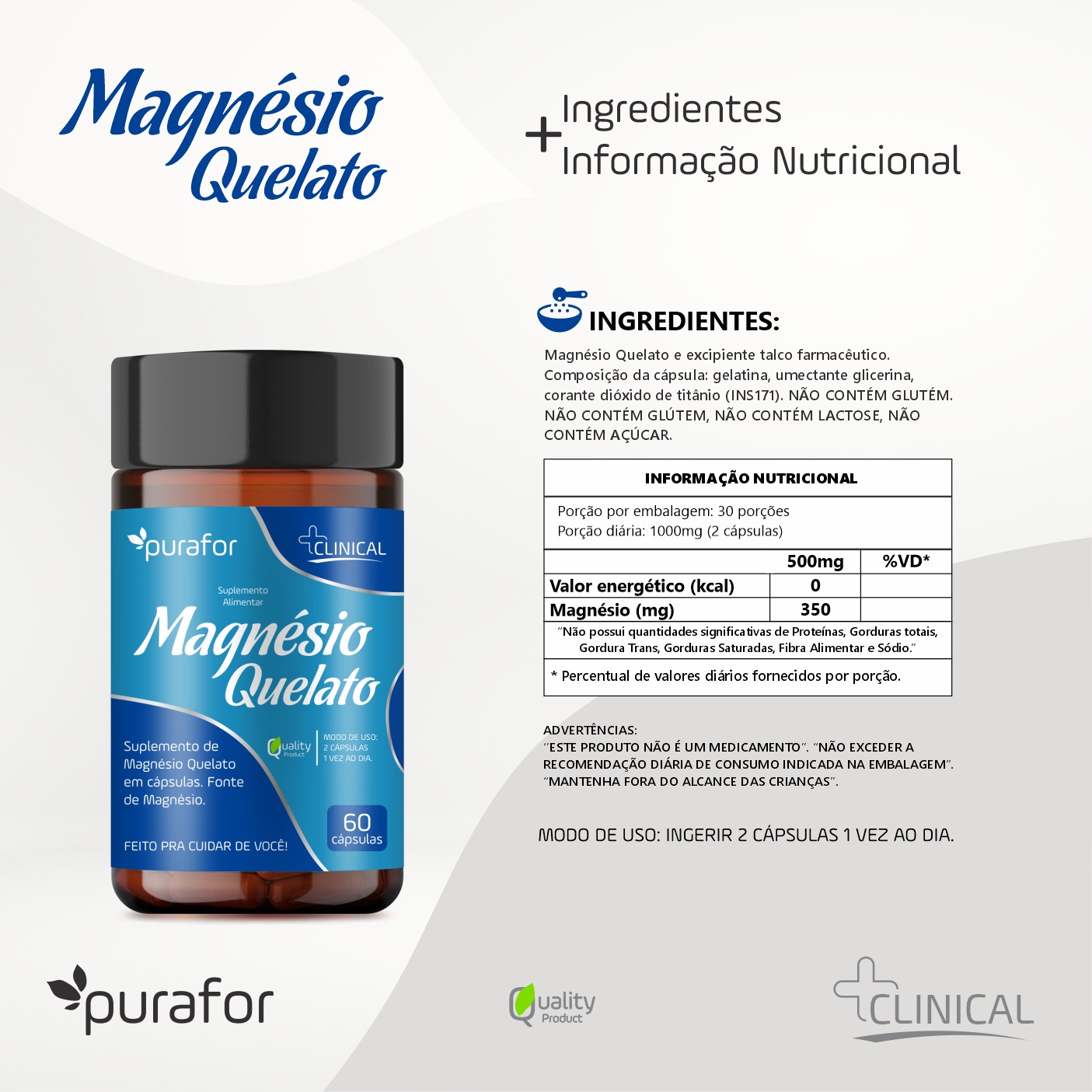 MAGNESIO QUELATO 60 CAPS PURAFOR