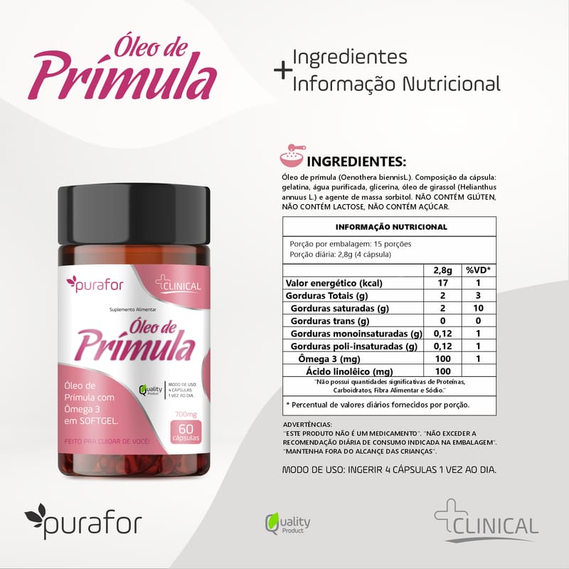 OLEO DE PRIMULA 60 CAPS PURAFOR
