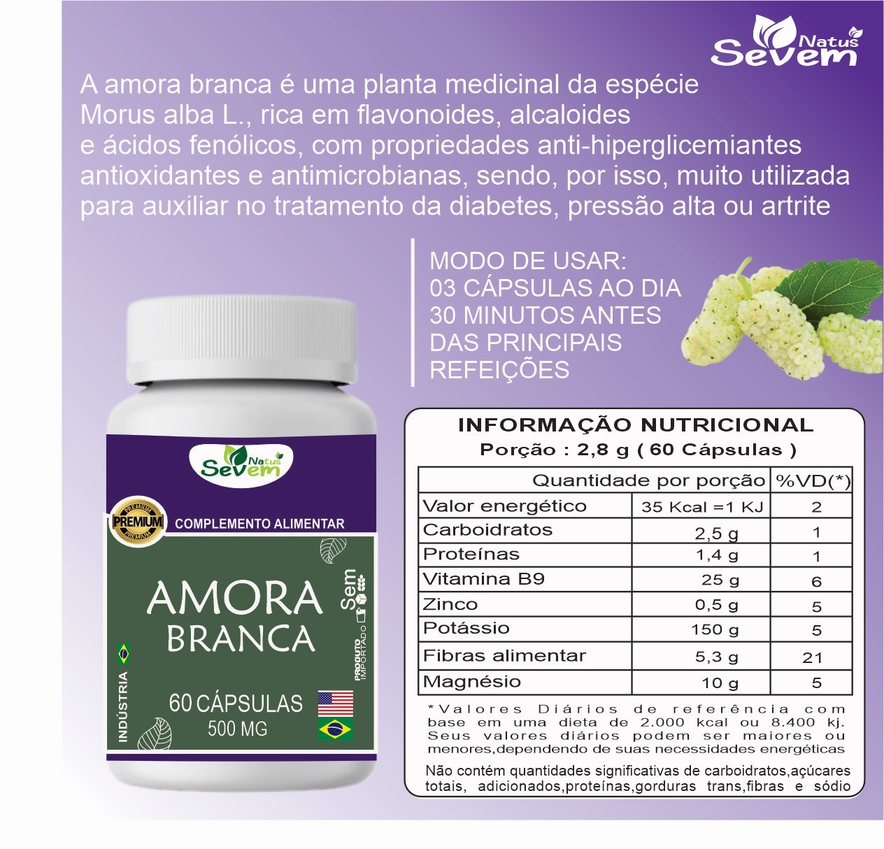 AMORA BRANCA 60CAPS