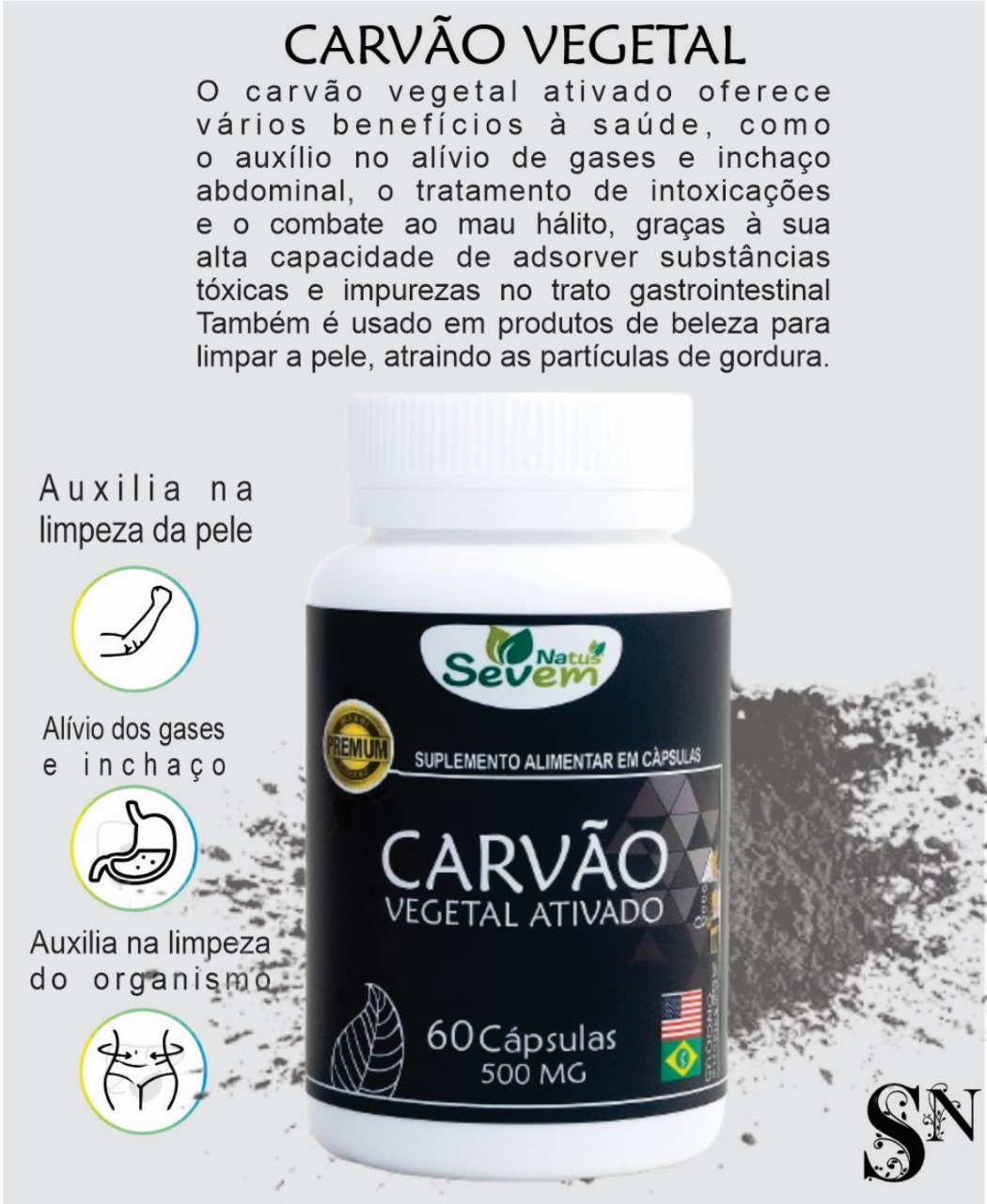 CARVAO VEGETAL 60 CAPS SEVEN NATUS