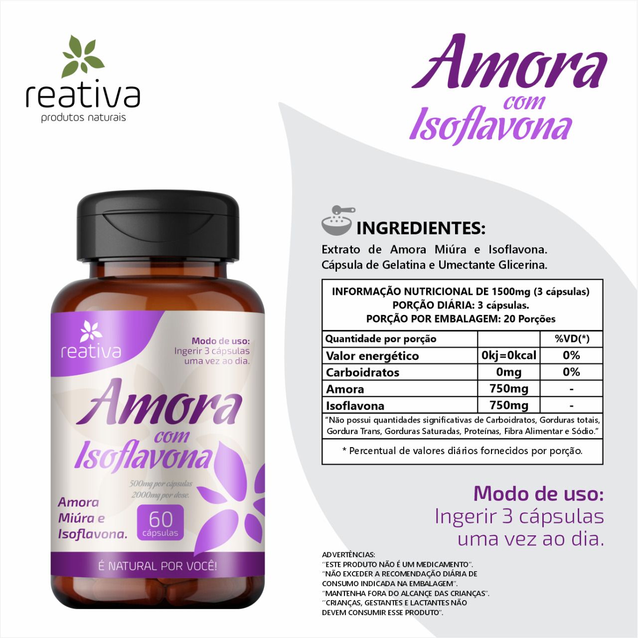 AMORA COM ISOFLAVONA 60CAPS REATIVA