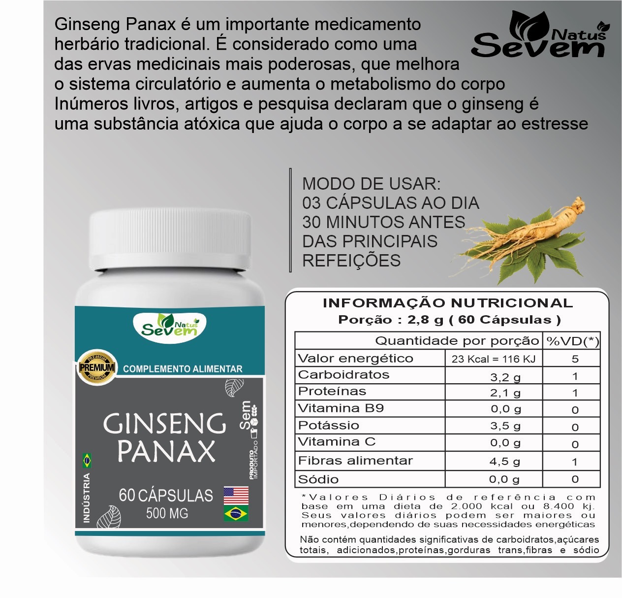 GINSENG PANAX  500MG 60 CPS