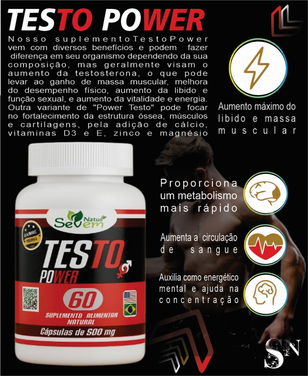 TESTO POWER 60 CAPS  SEVEN NATUS