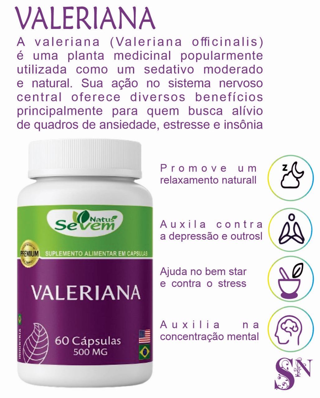 VALERIANA 500MG 60CPS SEVEN NATUS