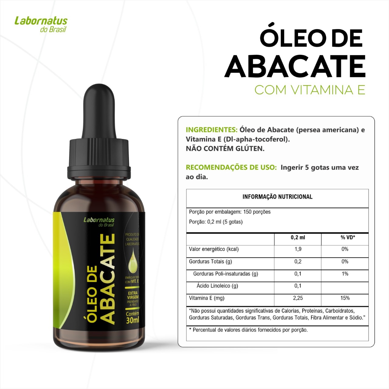 OLEO DE ABACATE 30ML LABORNATUS